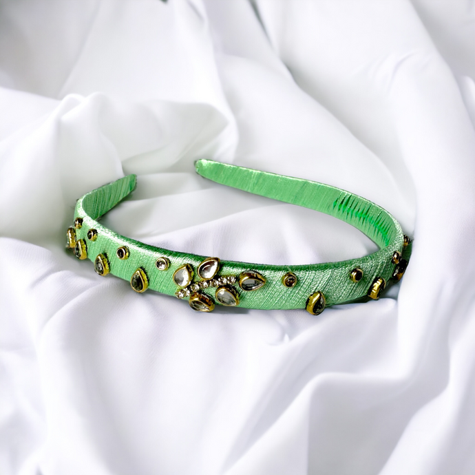 Silk Thread Headband in Mint Green