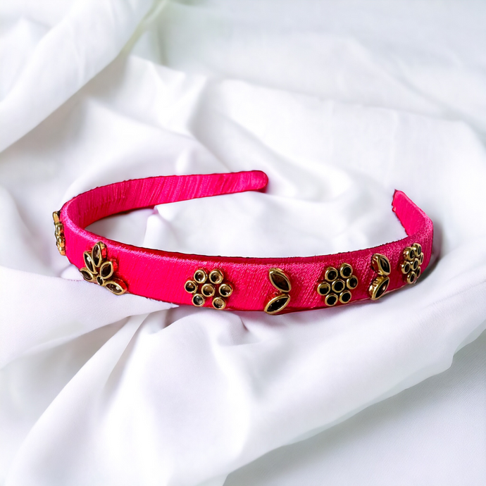 Silk Thread Headband in Pink