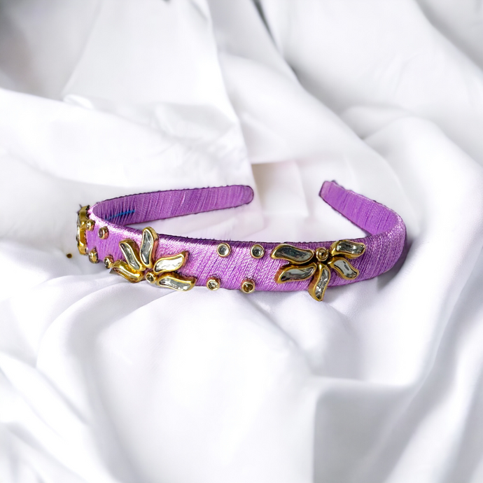 Silk Thread Headband in Lilac